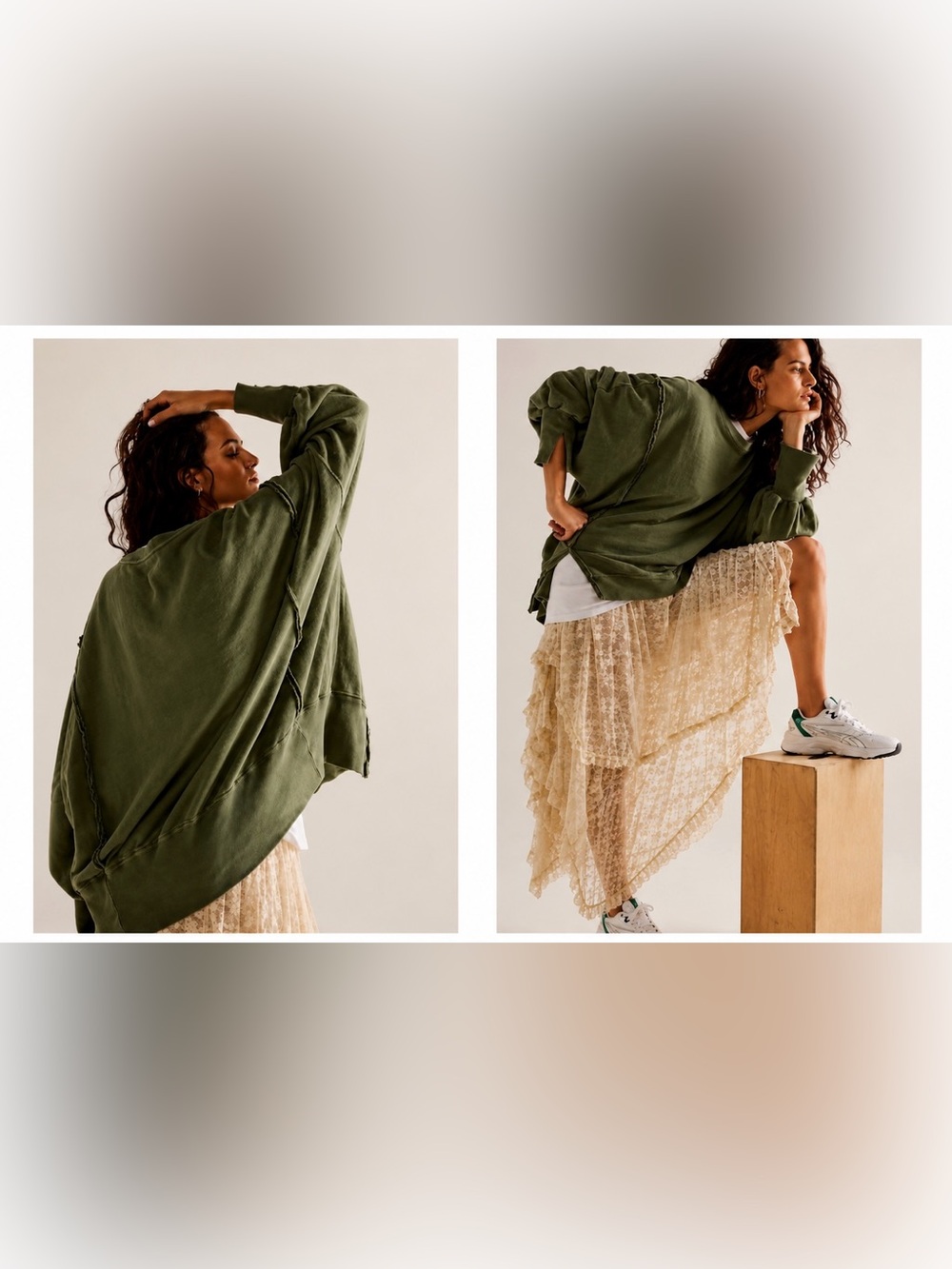 Free People we the free Camden Sweatshirt in army green